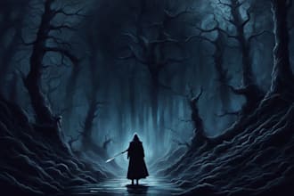 create a dark art illustration for album covers