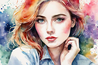 make watercolor portrait in my style
