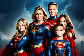 make a family superhero portraits for you