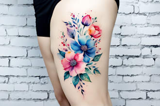 create a beautiful watercolor flowers tattoo