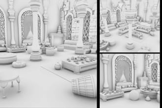 create high quality 3d model, props and detailed environment