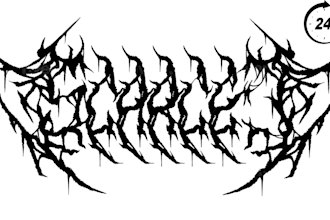 design death metal logo, slamming, gore grind, black metal