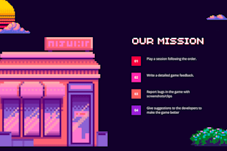 test and review your video game and give a detailed feedback