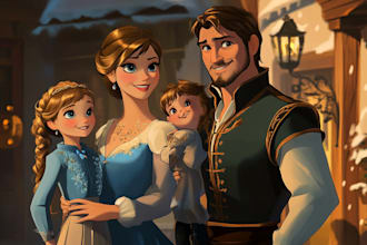 design a professional disney family portrait