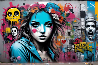 create unique street art graffiti collage