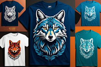 create animal linocut tshirt design for brand