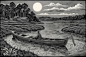 engraving linocut style digital drawing art
