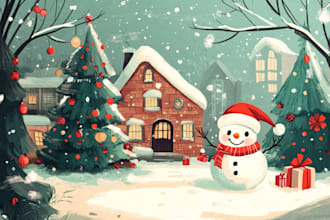 draw birthday, greeting, christmas card, postcard in hand