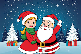 draw a cartoon christmas card