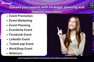 do marketing for eventbrite, webinar, linkedin, seminar, zoom, concert promotion