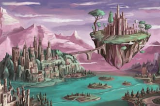 create fantasy landscape concept art