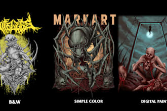 design artwork death metal, deathcore album cover and merch