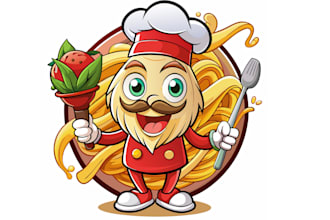 design killer cartoon and mascot food restaurant logo