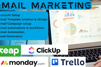 set up project management with monday CRM, clickup clickup, asana, trello, slack