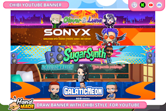 draw custom chibi banner, pfp, panels for twitch and youtube