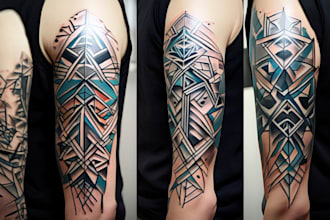 create sleeve tattoo design in geometric style