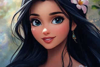 desing you a beautiful portrait in disney cartoon style