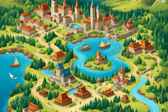 create event, tourist, and fantasy map illustration