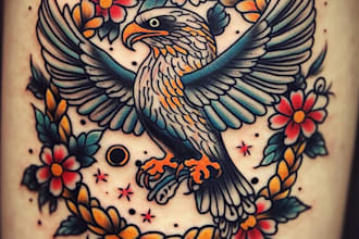 make a attractive american traditional tattoo design