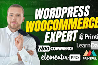 setup wordpress printful printify woocommerce tutor lms pro learndash website