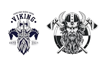 make vintage custom warrior viking head logo