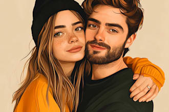 make couple portrait for wedding illustration