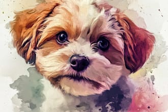 do  digital pet watercolor portrait