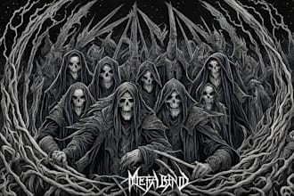 create dark art illustrations for metal band and albums