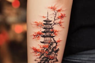 make a custom and professional japanese tattoo design