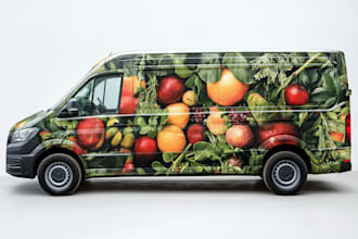 draw car wrap design, vehicle wrap design, van wrap design