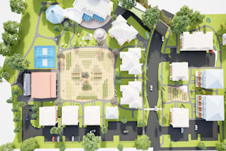 do neighborhood, urban plan, master plan 3d model render with walkthrough video
