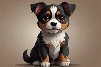 do unique style custom cartoon pet portrait dog cat animal cartoon
