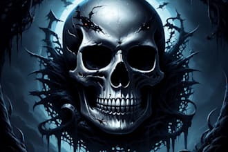 create dark art, horror or skull artworks illustration