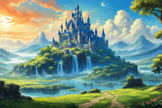 draw fantasy background and landscape