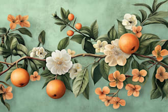 draw botanical illustrations of flowers, plants, line art