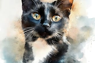 draw vector illustration dog cat animal pet drawing portrait