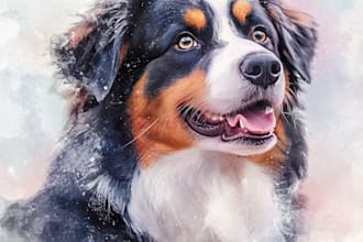 draw custom pet portrait, dog portrait, cat portrait drawing