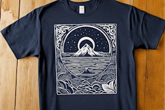 draw unique custom linocut tshirt in my style