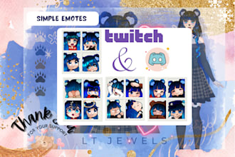 draw cute custom emotes for twitch, discord, vtuber