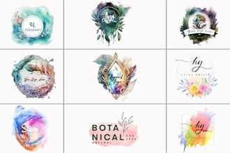 design watercolor logo hand drawn boho watercolor feminine symbol