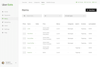 do grubhub, uber eats, doordash restaurant menus data entry