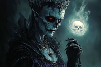 do a fantasy horror character art and illustration