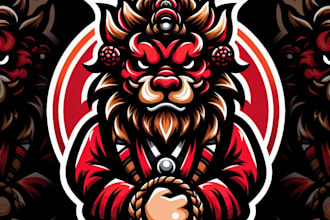 do japanes foo dog mascot logo design