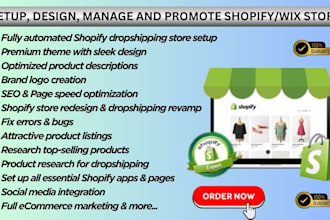 design, revamp, update shopify ecommerce store wix website manage marketing seo