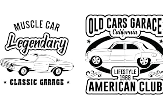 do hand drawn classic car logo and vector design