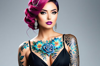 design custom tattoo in watercolor style
