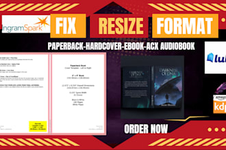 upload, format, fix book cover for amazon KDP, ingramspark lulu publishdrive
