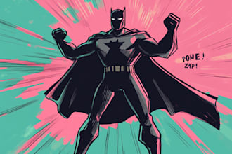 design superhero comic characters or cartoons