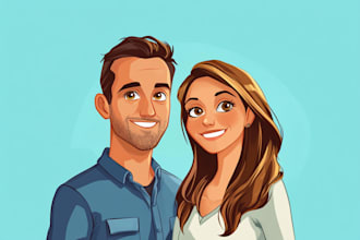 draw couple portrait illustration from photo