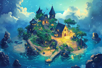 make a fantasy map illustration or site in illustrator